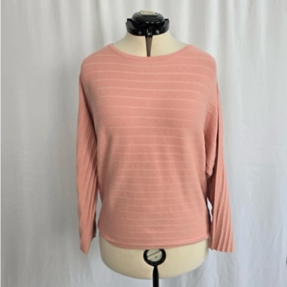 Tahari Light Pink Ribbed Knit Boatneck Sweater size small NWT retail $78